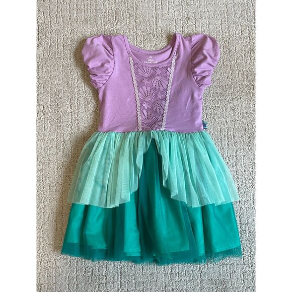 Disney Princess Girls Little Mermaid Ariel Dress with Puff Sleeves, Size 5T - Picture 1 of 3